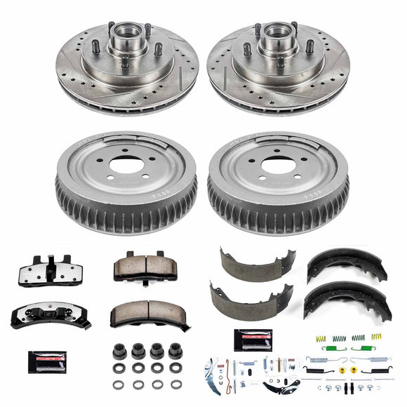 PowerStop Z36 Ceramic Brake Pads with Drilled Slotted Rotors and Drum Shoe Kit