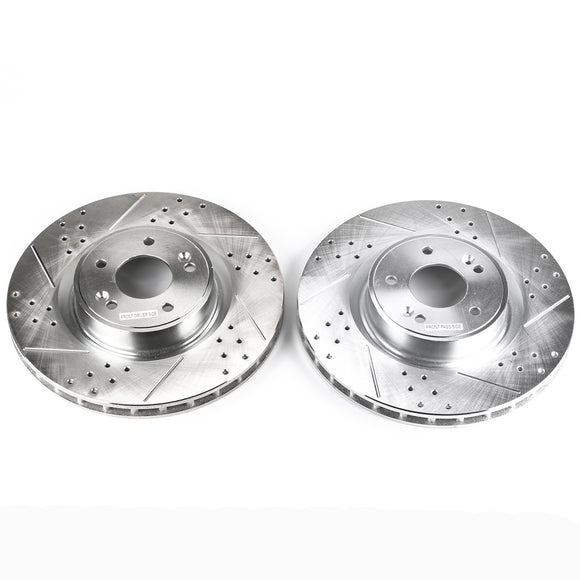 PowerStop Evolution Drilled Slotted Rotors Pair Front For Hyundai Genesis Coupe