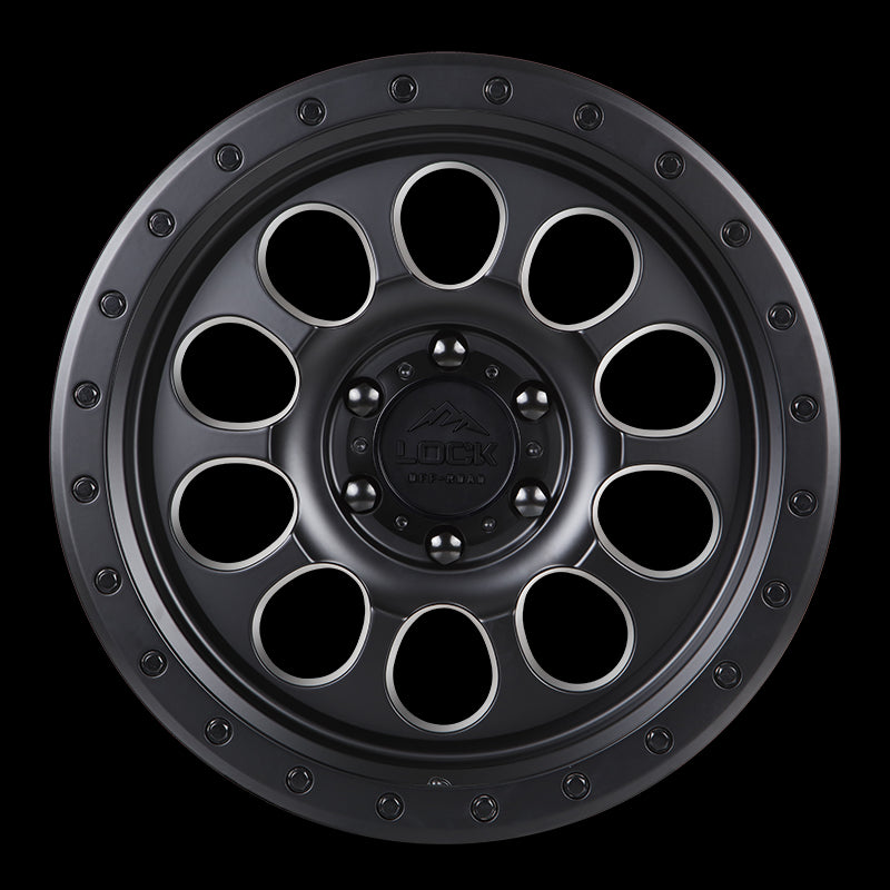 17x9 Lock Off-Road .50 CAL Matte Black Ring 6x139.7 6x5.5 ET0 Wheel Rim