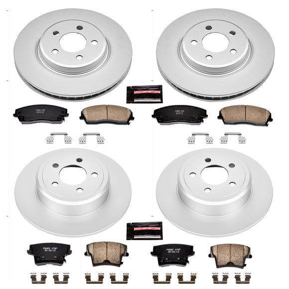 PowerStop Genuine Geomet Coated Rotor and Low-Dust Ceramic Brake Pad Kit