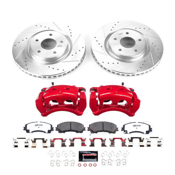 PowerStop Z26 Street Performance Ceramic Brake Pad, Drilled Slotted Rotor, and C