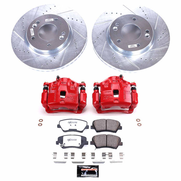 PowerStop Z26 Street Performance Ceramic Brake Pad, Drilled Slotted Rotor, and C