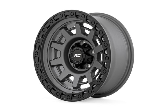15x8 Rough Country 85 Series Gunmetal Gray Wheel 5x4.5 ET-19 CB