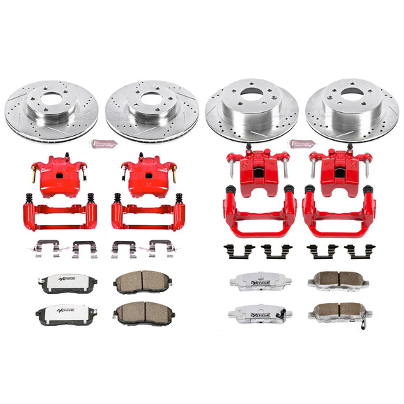 PowerStop Z26 Street Performance Ceramic Brake Pad, Drilled Slotted Rotor, and C