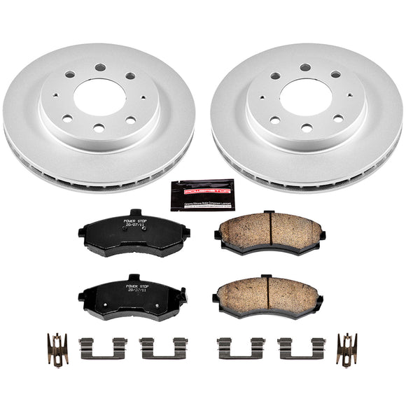 PowerStop Genuine Geomet Coated Rotor and Low-Dust Ceramic Brake Pad Kit