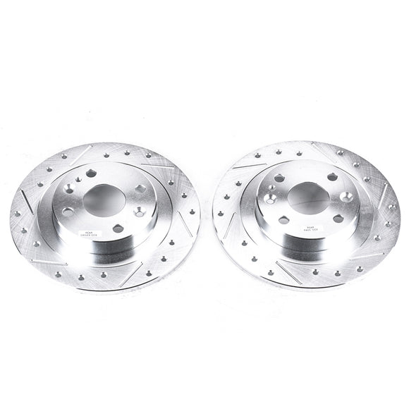 PowerStop Evolution Drilled Slotted Rotors Pair Rear For Mazda Protege