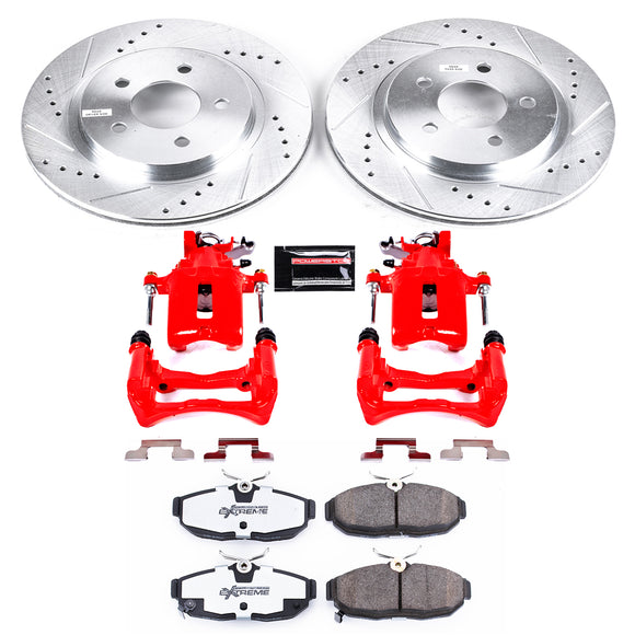 PowerStop Z26 Street Performance Ceramic Brake Pad, Drilled Slotted Rotor, and C
