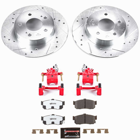 PowerStop Z26 Street Performance Ceramic Brake Pad, Drilled Slotted Rotor, and C
