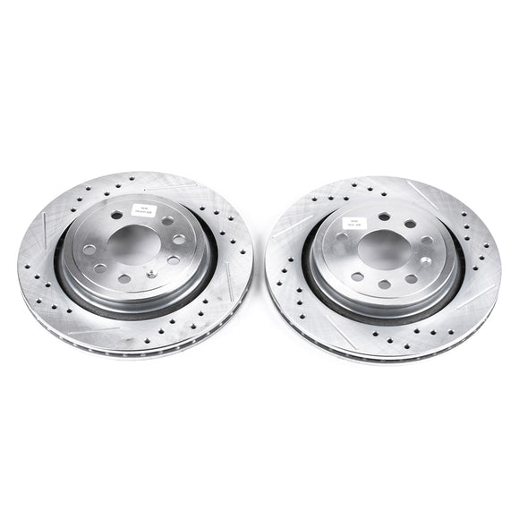 PowerStop Evolution Drilled Slotted Rotors Pair Rear For Saab 9-3