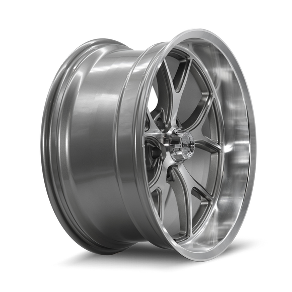 18x9.5 Ridler 661 Gloss Grey Diamond Cut Face And Lip 5x120.65 ET0 CB83.82 Wheel