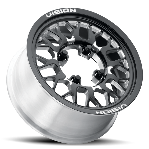 15X10 Vision Storm Gloss Black Milled Spoke 4x156 ET0 Wheel Rim