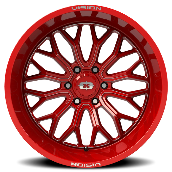 Vision 402 Riot Red Tint Milled Spoke 22X12 6x5.5 6x139.7 ET-51 Wheel/Rim
