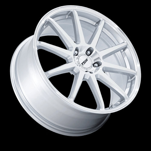 19X9.5 TSW TW004 Canard Gloss Silver W/ Machined Face 5x112 ET40 Wheel Rim