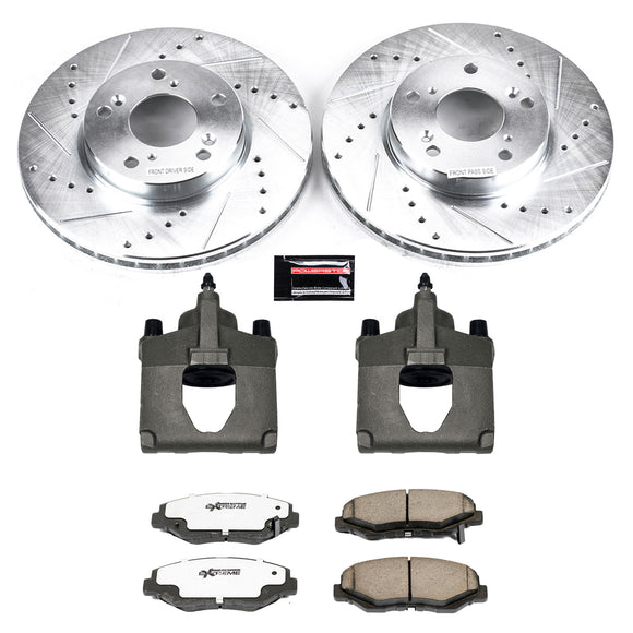 PowerStop Z26 Street Performance Ceramic Brake Pad, Drilled Slotted Rotor, and C