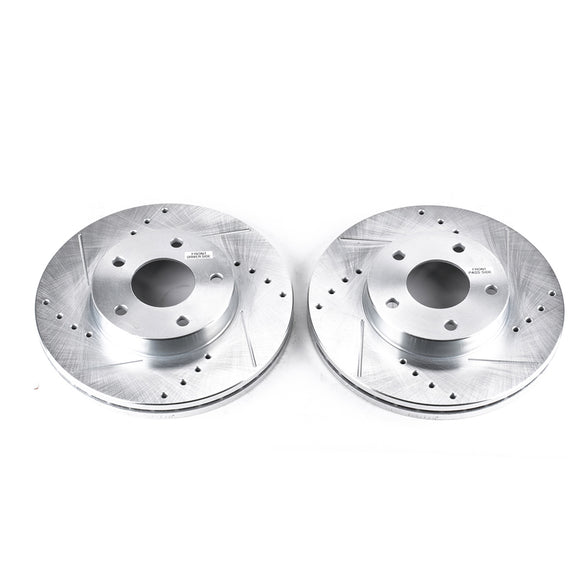 PowerStop Evolution Drilled Slotted Rotors Pair Front For Nissan 300ZX