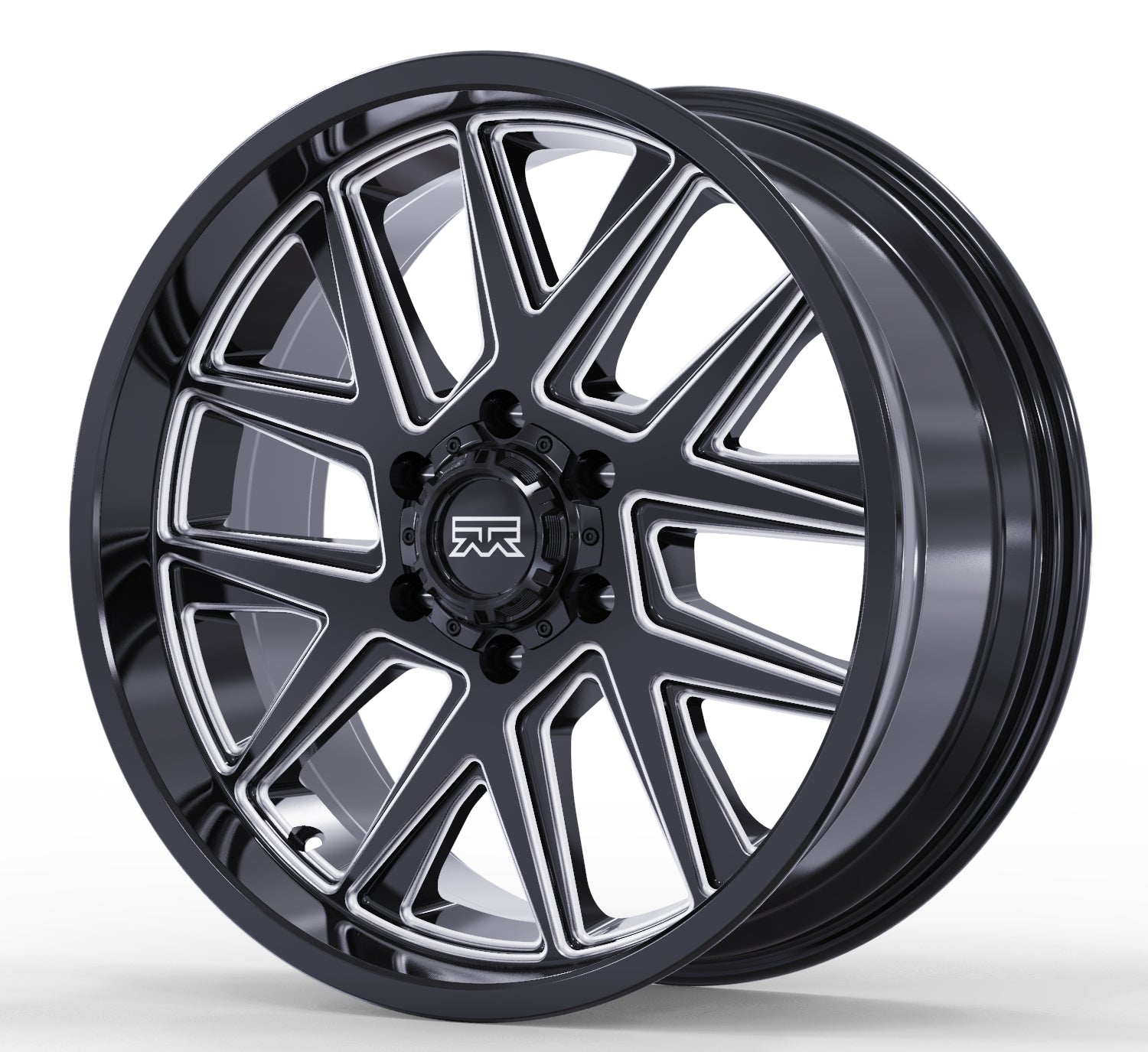 22x12 Mudder Trucker MT704 Asphalt Black Milled 6x139.7 6x5.5 ET-44 Wheel