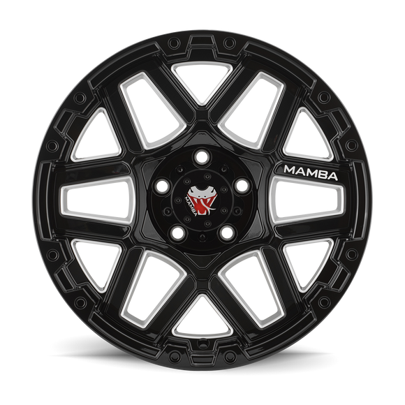 17x9 Mamba M23 Gloss Black/Machined Ball Cut 5x139.7 5x5.5 ET12 Wheel Rim