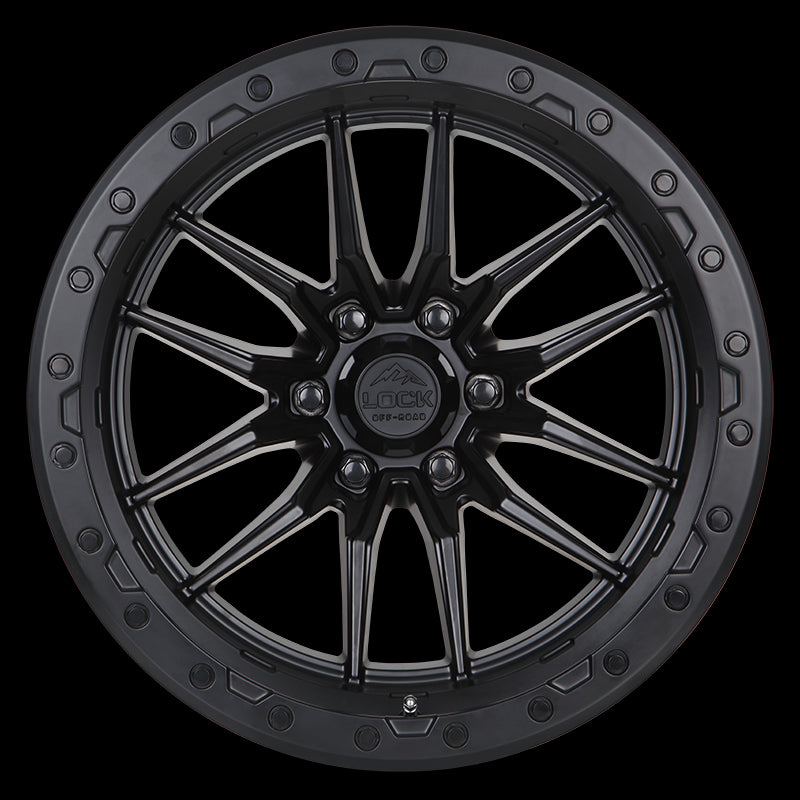 22x10 Lock Off-Road Krawler Matte Black Ring 8x180 ET-18 Wheel Rim