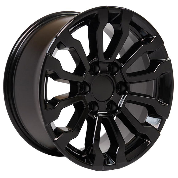 18" Replica Wheel CV35 Fits GMC Sierra Rim 18x8.5 Gloss Black Wheel