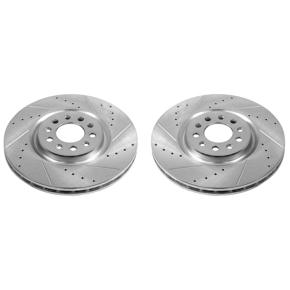 PowerStop Evolution Drilled Slotted Rotors Pair Front For Jeep Cherokee