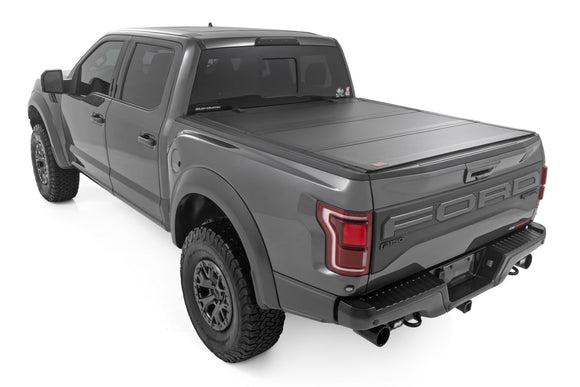 Rough Country Hard Tri-Fold Flip Up Bed Cover 5'7" Bed For Ford F-150 21-23