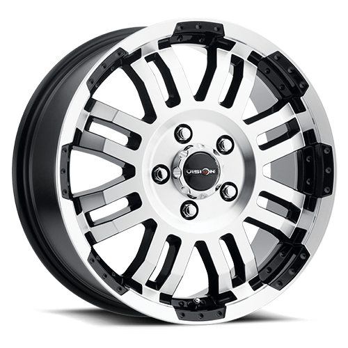 18x7.5 Vision 375 Warrior Gloss Black Machined Face Wheel 5x130 ET55 CB78.3