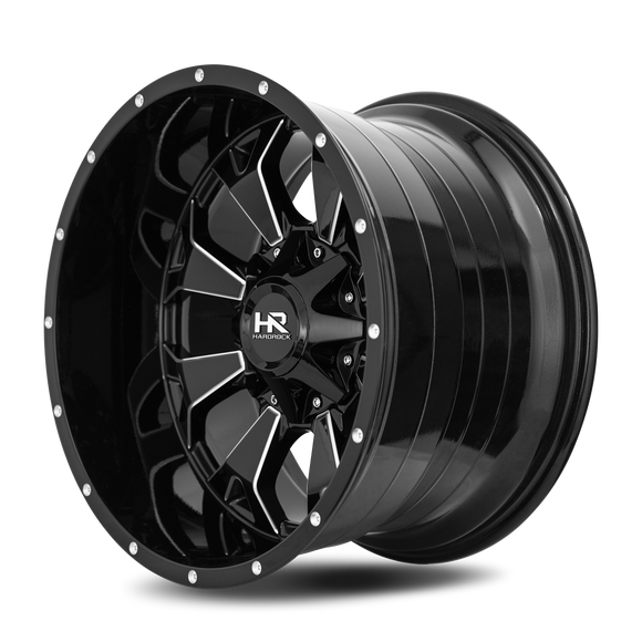 22x10 Hardrock Devastator Gloss Black Milled 8x165.1 ET-25 wheel/rim