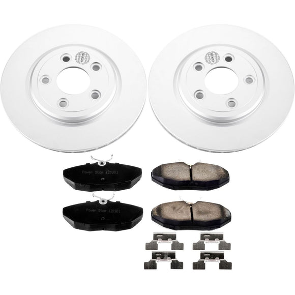 PowerStop Genuine Geomet Coated Rotor and Low-Dust Ceramic Brake Pad Kit