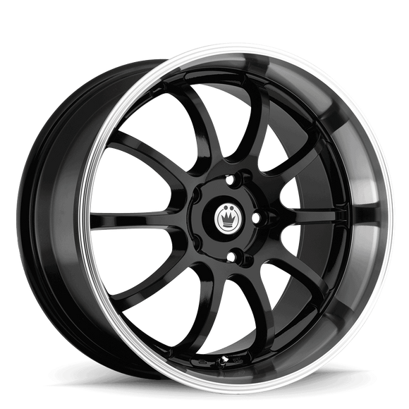 16x7 Konig Lightning Black/Machined Lip 5x100 5x114.3 5x4.5 ET40 Wheel Rim