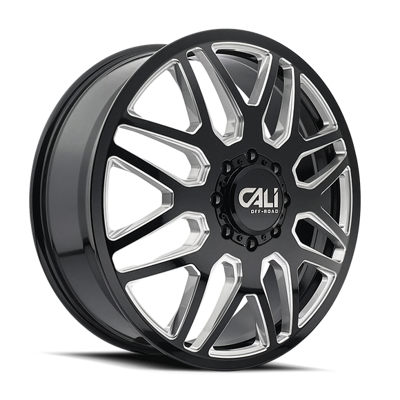 22x8.25 Cali Off-Road Invader Dually Gloss Black Milled 8x165.1 ET-192 Wheel