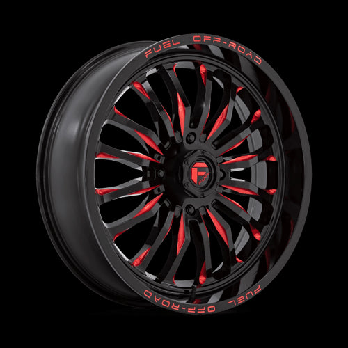 22X7 Fuel UTV D822 ARC UTV Gloss Black Milled Red 4X156 ET13 Wheel Rim