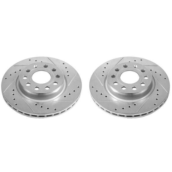 PowerStop Evolution Drilled Slotted Rotors Pair Front For Volkswagen Jetta
