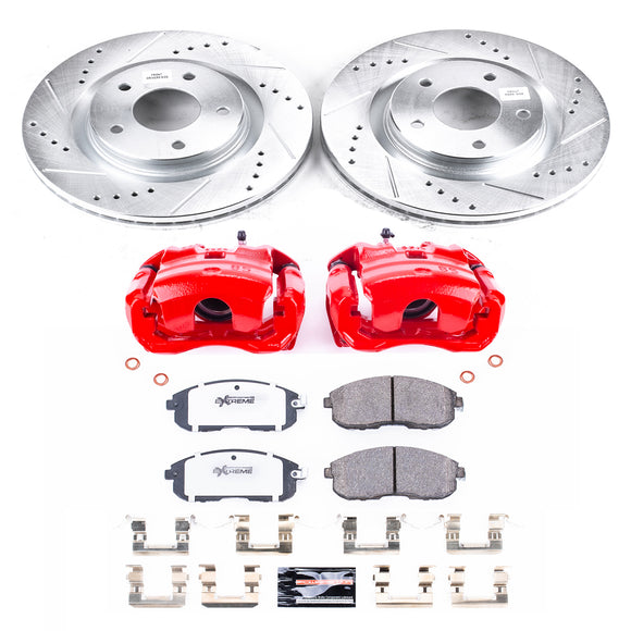 PowerStop Z26 Street Performance Ceramic Brake Pad, Drilled Slotted Rotor, and C