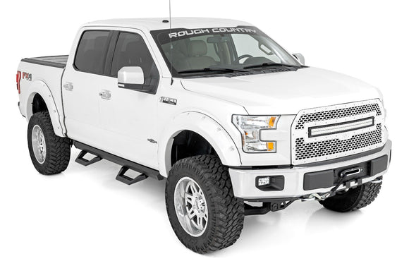 Rough Country SRX2 Adj Aluminum Step Crew Cab For Ford F-150 Super Duty 15-23