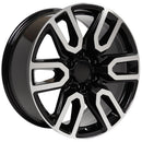 20" Replica Wheel CV36 Fits GMC Sierra Rim 20x9 Black Machined Wheel