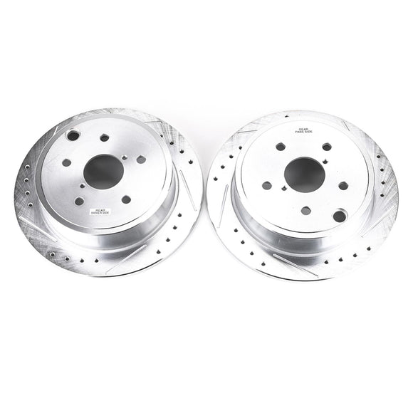 PowerStop Evolution Drilled Slotted Rotors Pair Rear For Subaru WRX