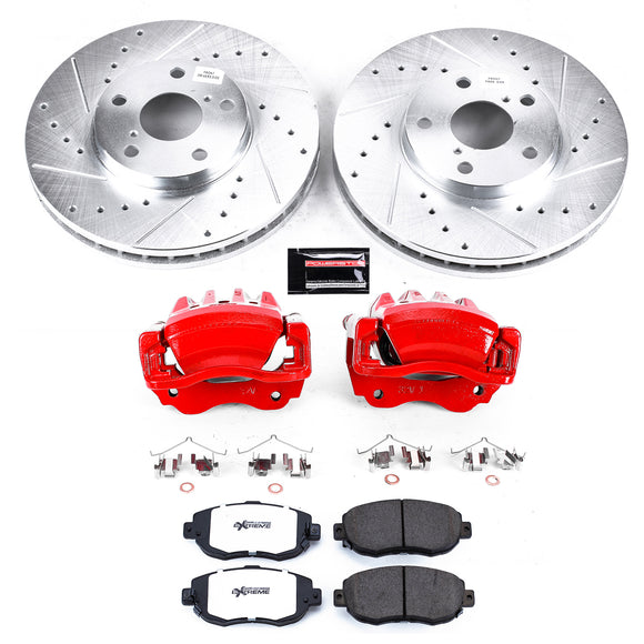 PowerStop Z26 Street Performance Ceramic Brake Pad, Drilled Slotted Rotor, and C