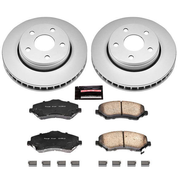 PowerStop Genuine Geomet Coated Rotor and Low-Dust Ceramic Brake Pad Kit