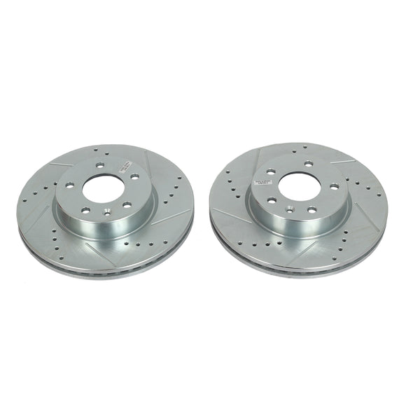 PowerStop Evolution Drilled Slotted Rotors Pair Front For Cadillac ATS