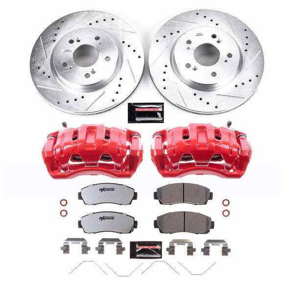 PowerStop Z26 Street Performance Ceramic Brake Pad, Drilled Slotted Rotor, and C