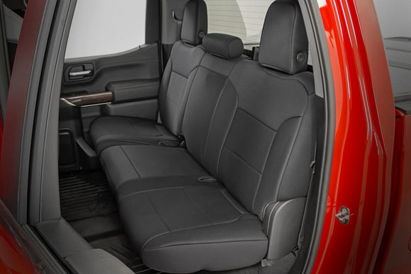 Rough Country Seat Covers Front 40/40/20 Rear Arm Rest Chevy GMC 1500 19-23