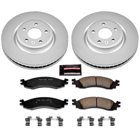 PowerStop Genuine Geomet Coated Rotor and Low-Dust Ceramic Brake Pad Kit