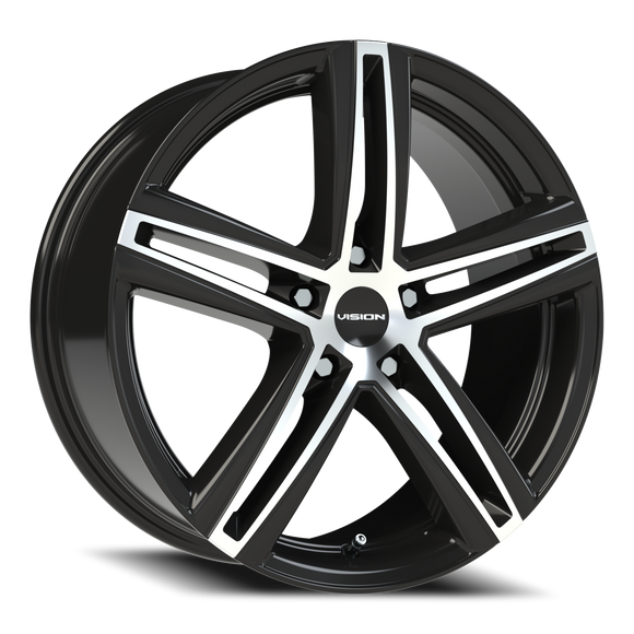 18x8 Vision Nitrous Gloss Black Machined Face 5x112 ET40 CB73.1 Wheel Rim