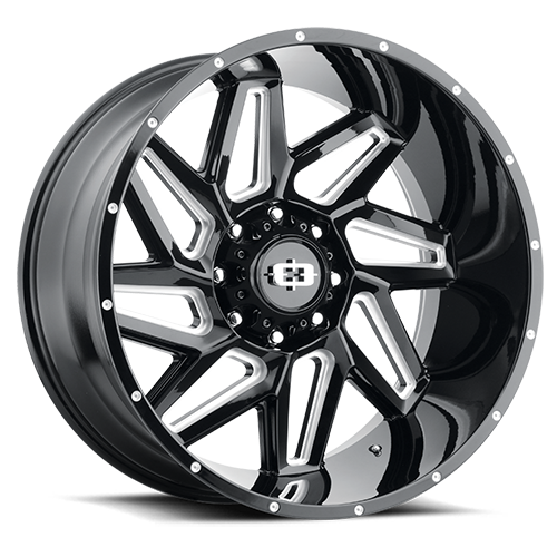 20x12 Vision 361 Spyder Gloss Black Milled Spoke Wheel 8x170 ET-51 CB125.2