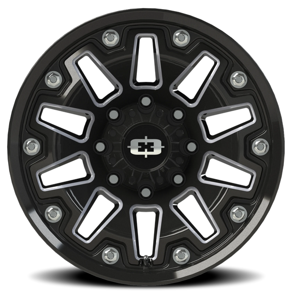20x9 Vision 362 Armor Gloss Black Milled Spoke with Black Bolt Inserts 8x165.1 E