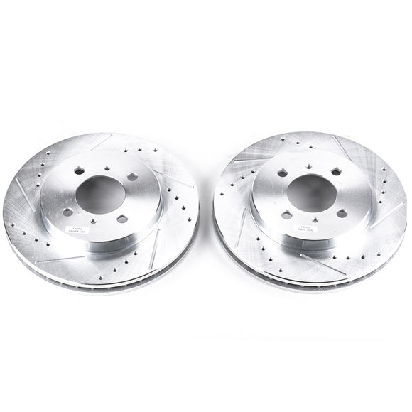 PowerStop Evolution Drilled Slotted Rotors Pair Front For Mitsubishi Mirage
