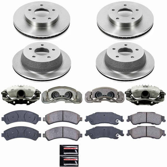 PowerStop OE Stock Replacement Low-Dust Ceramic Brake Pad, Rotor and Caliper Kit