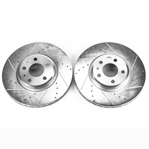 PowerStop Evolution Drilled Slotted Rotors Pair Front For Audi A5