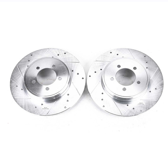 PowerStop Evolution Drilled Slotted Rotors Pair Rear For Lincoln Aviator