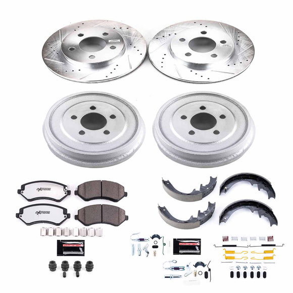 PowerStop Z36 Ceramic Brake Pads with Drilled Slotted Rotors and Drum Shoe Kit